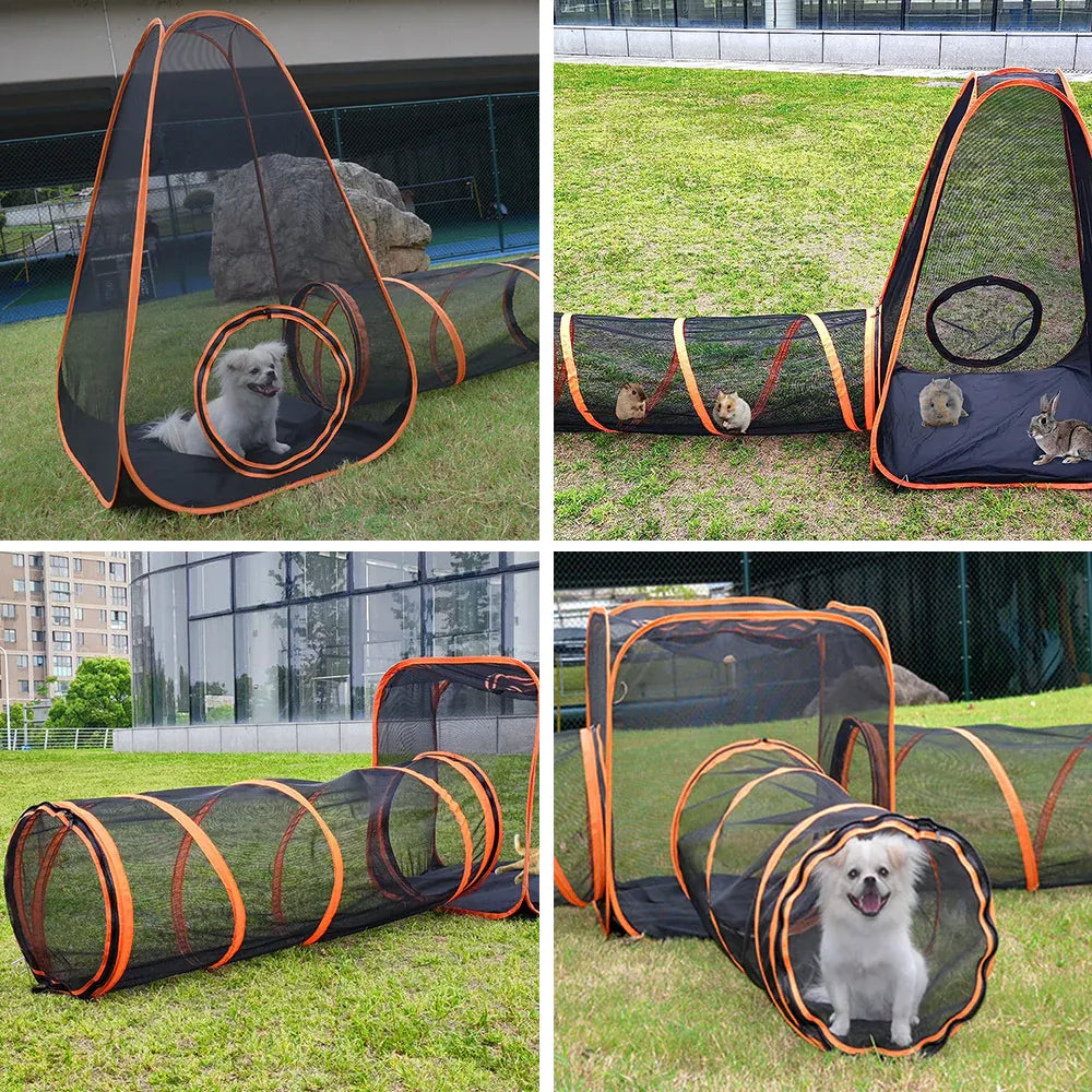 6 in1 Outdoor Portable Pet Cat Playpen Folding Pop Up Mesh Play Tent Tunnel
