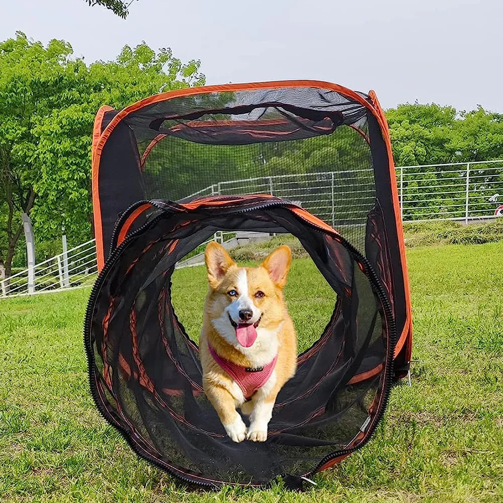 6 in1 Outdoor Portable Pet Cat Playpen Folding Pop Up Mesh Play Tent Tunnel