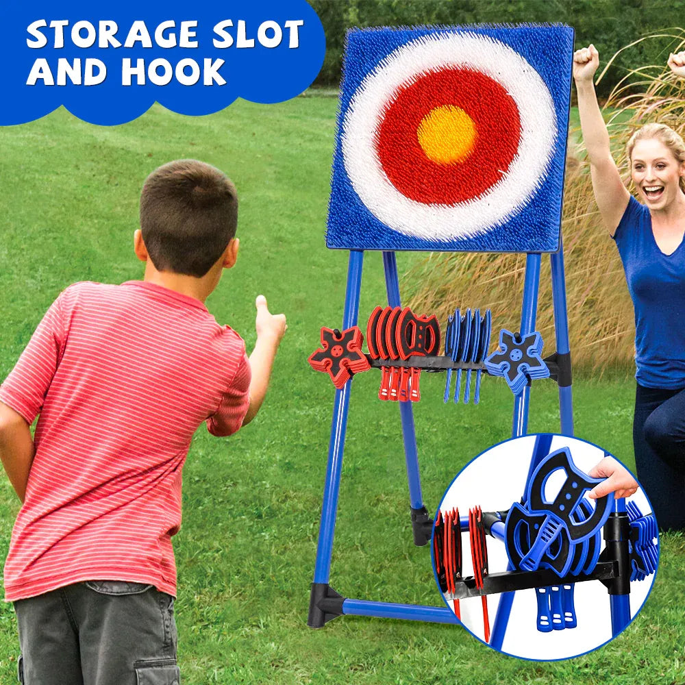 Axe Throwing Bristle Target Set w/ 8 Throwing Safety Axes & Ninja Sports Game