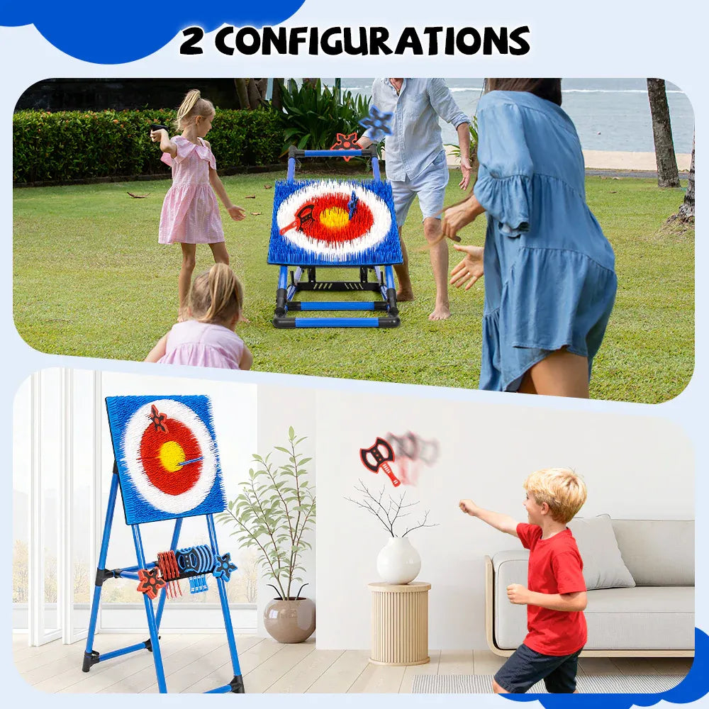 Axe Throwing Bristle Target Set w/ 8 Throwing Safety Axes & Ninja Sports Game