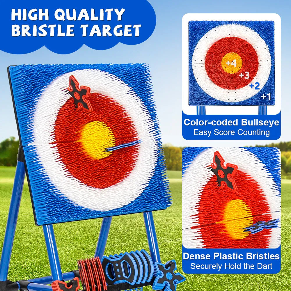 Axe Throwing Bristle Target Set w/ 8 Throwing Safety Axes & Ninja Sports Game