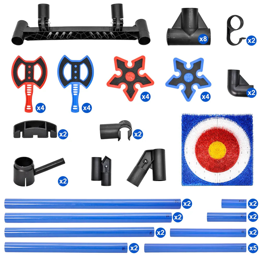 Axe Throwing Bristle Target Set w/ 8 Throwing Safety Axes & Ninja Sports Game