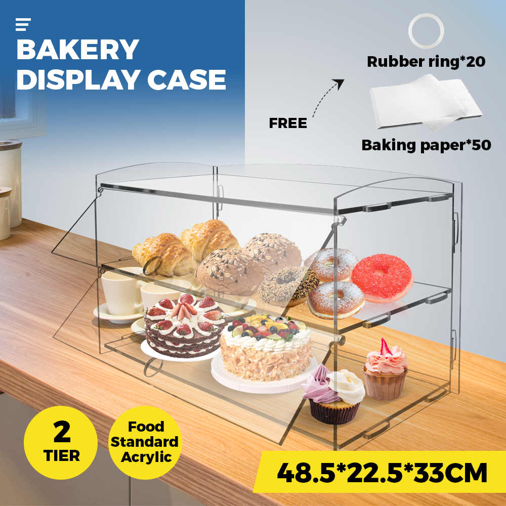 Alston Tier Bakery Display Case Cabinet Pastry Shelf Transparent 225x485x330mm