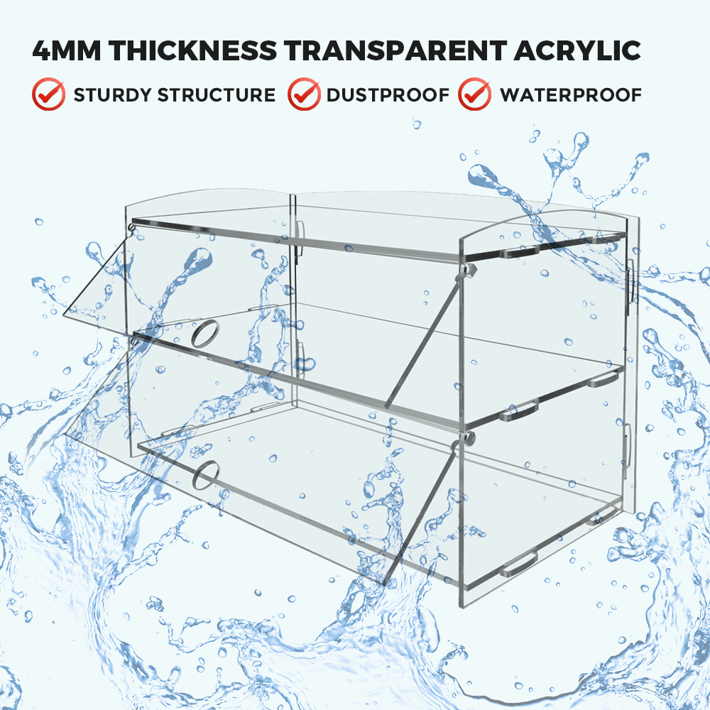 Alston Tier Bakery Display Case Cabinet Pastry Shelf Transparent 225x485x330mm
