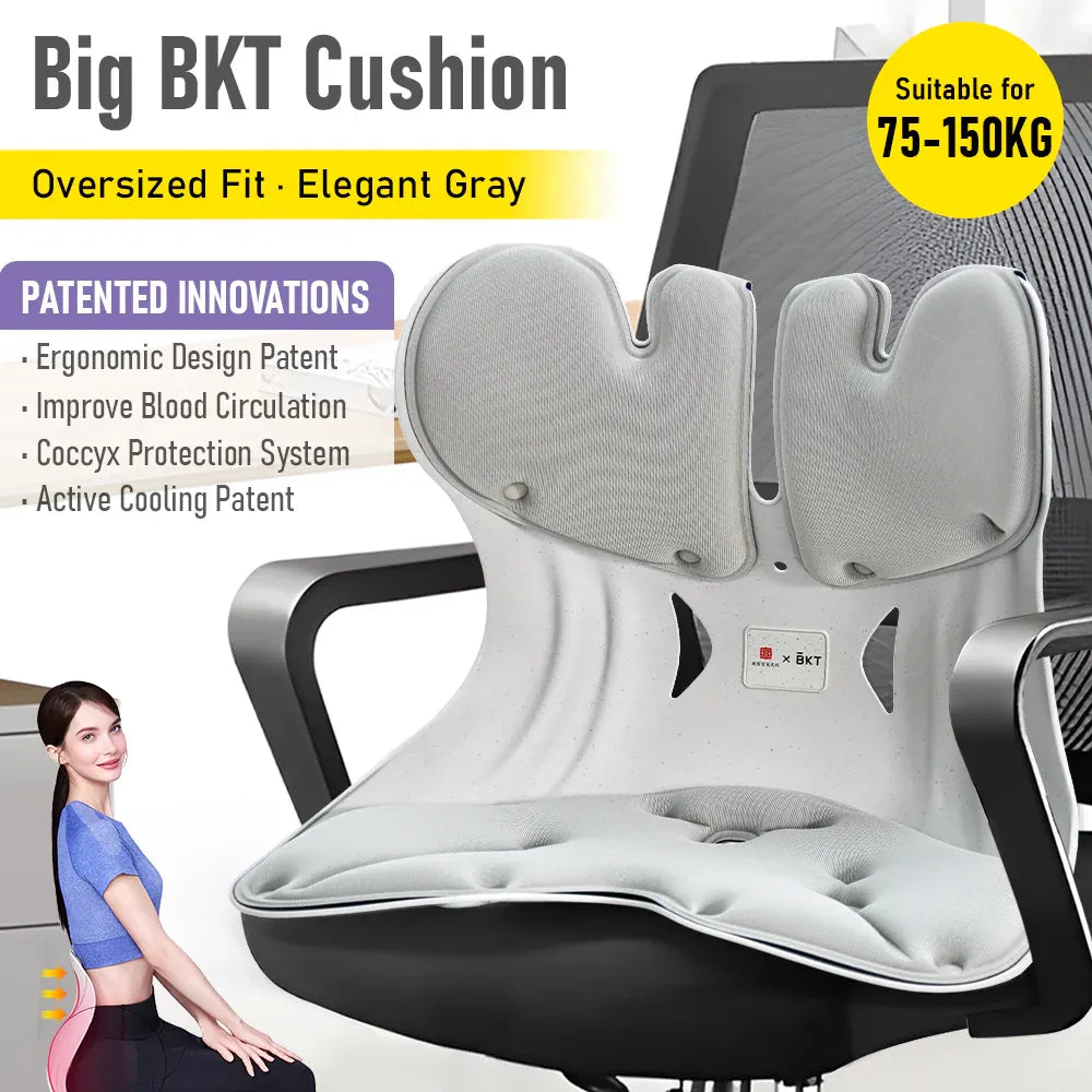 BKT Cushion Portable Ergonomic Lower Back Seat Chair Large Chair Floo 75-150kg
