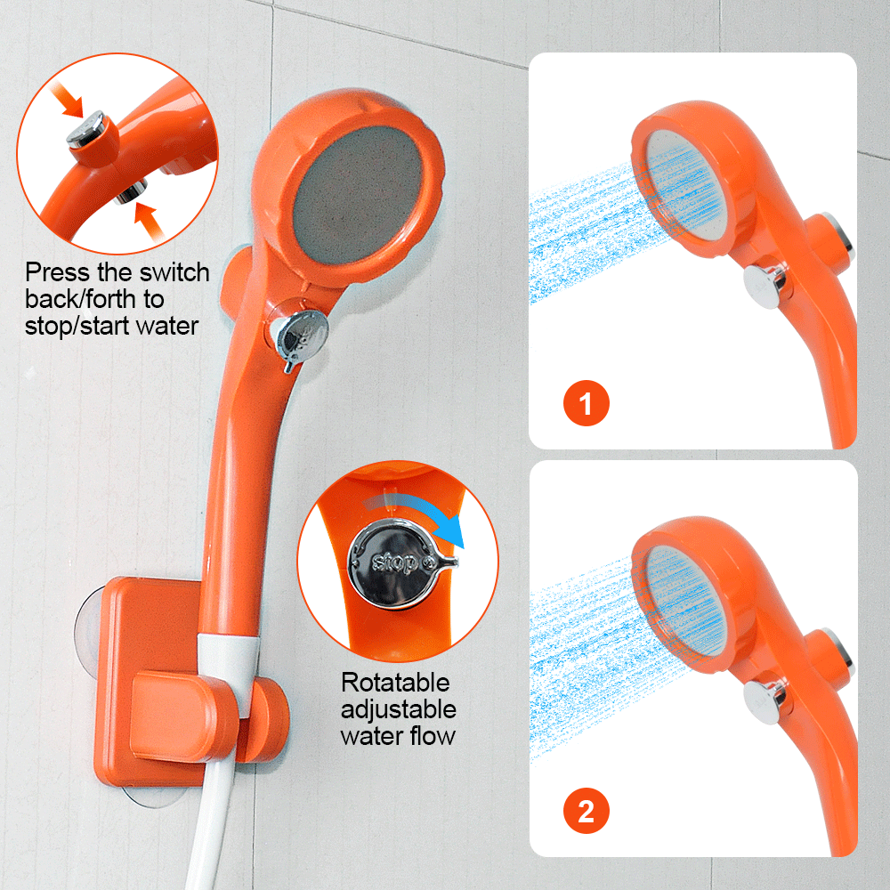 Camping Shower IPX7 Waterproof Shower Water Battery Camping Hiking Traveling