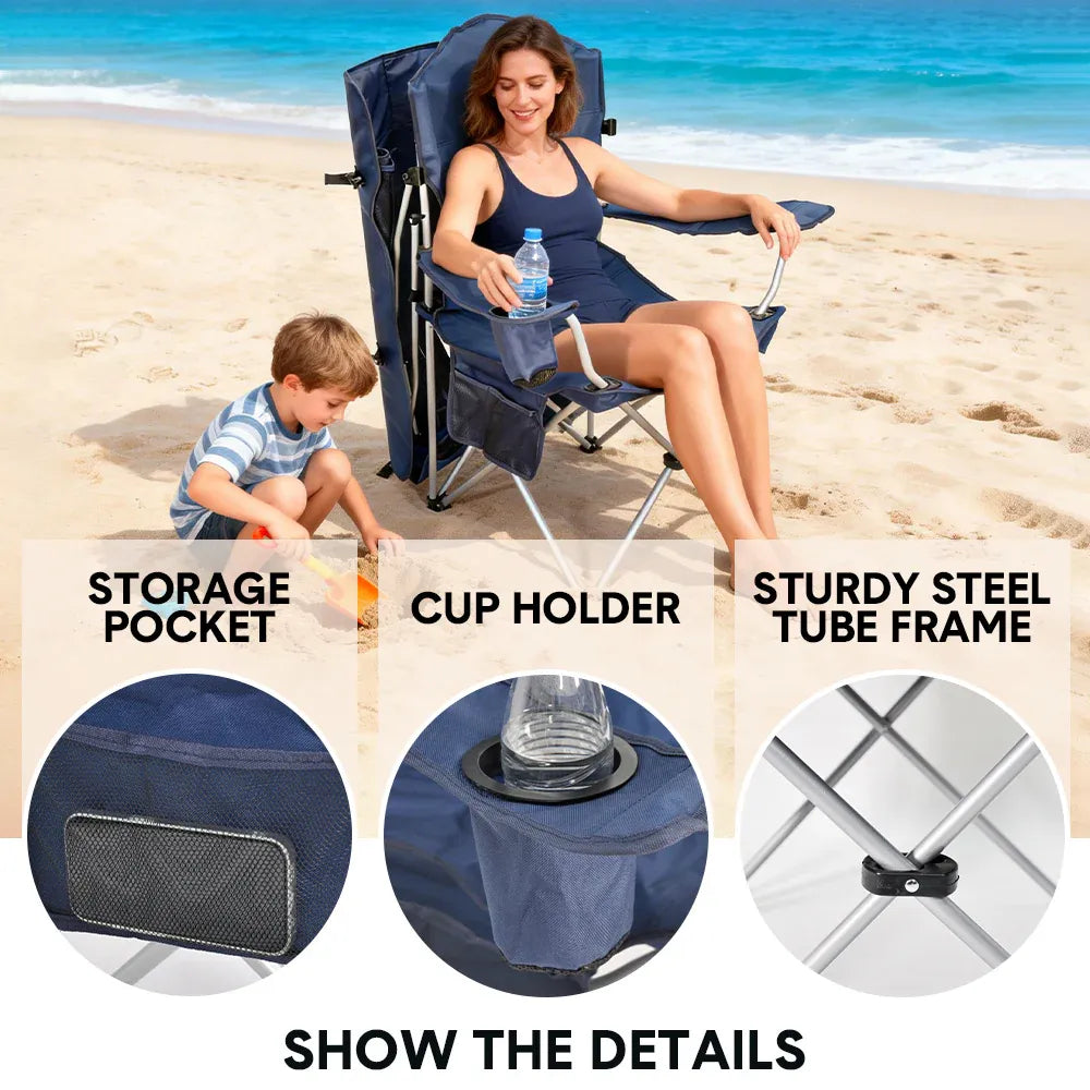 Foldable Canopy Shade Chair Sturdy Frame Chair Camping Fishing Yard Barbeque