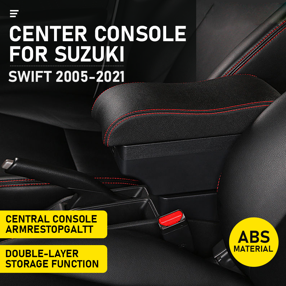 Suzuki Swift Central Storage Car Double Layer Black USB Cable 2005-2021 Center
