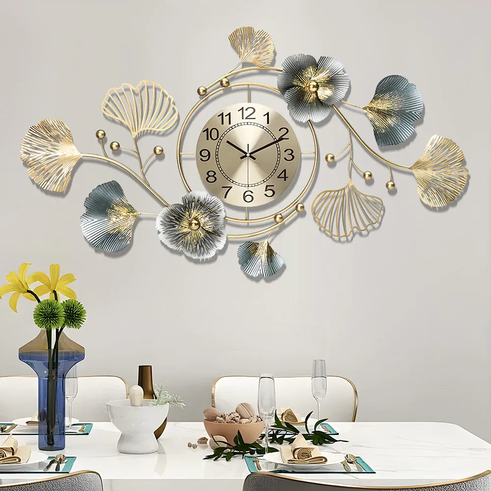 Large Wall Clock 22cm Metal Silent Non Ticking Clock Battery 3D Room Bedroom