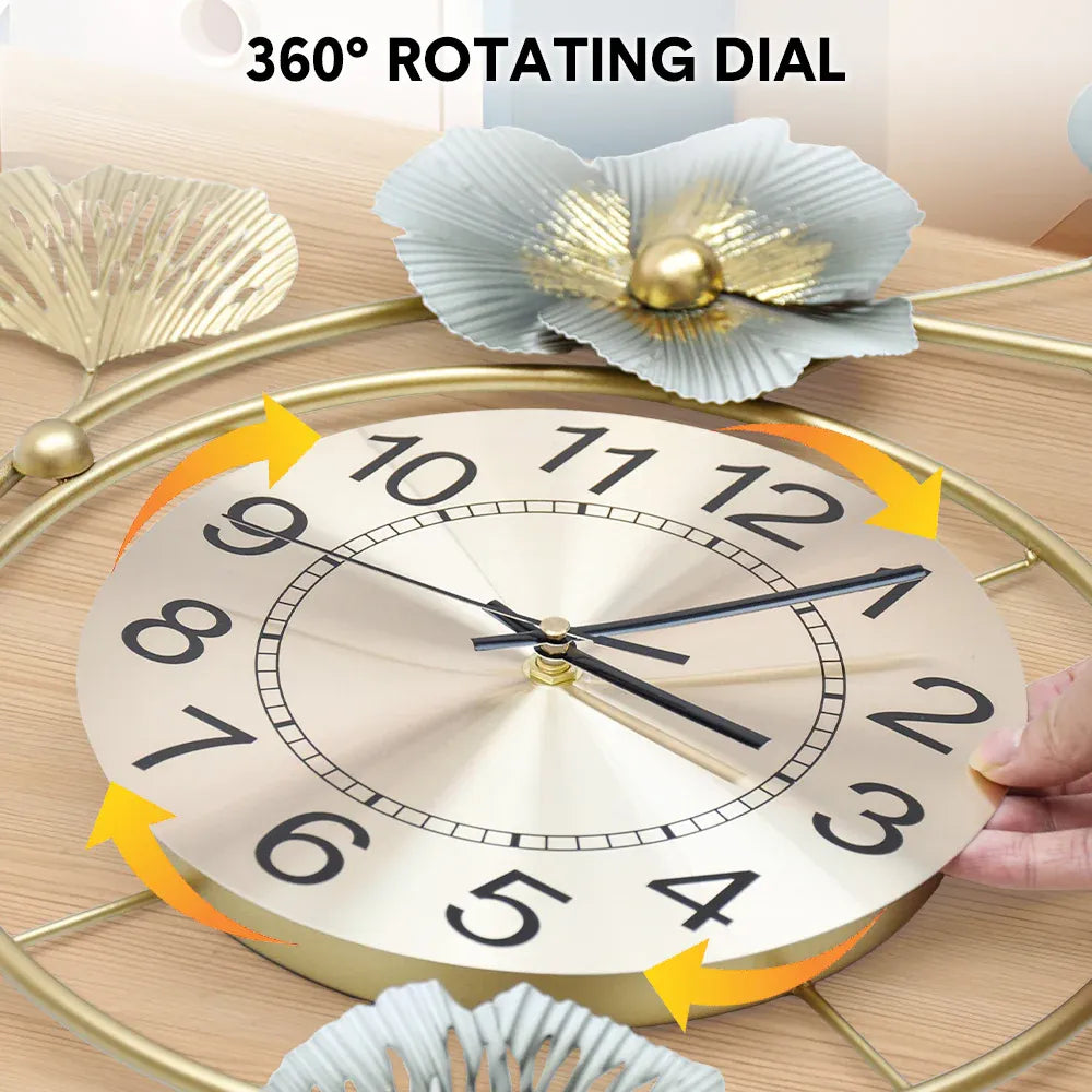 Large Wall Clock 22cm Metal Silent Non Ticking Clock Battery 3D Room Bedroom