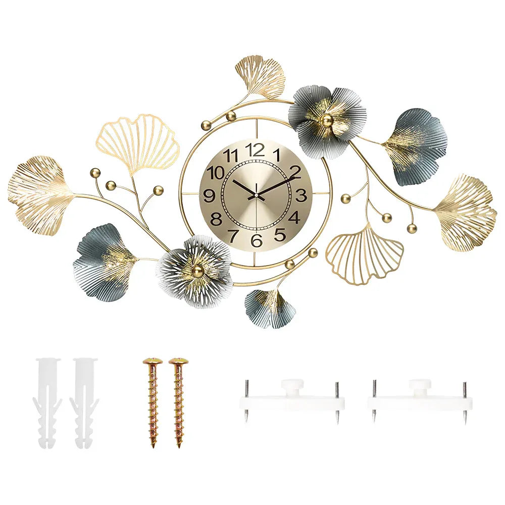 Large Wall Clock 22cm Metal Silent Non Ticking Clock Battery 3D Room Bedroom