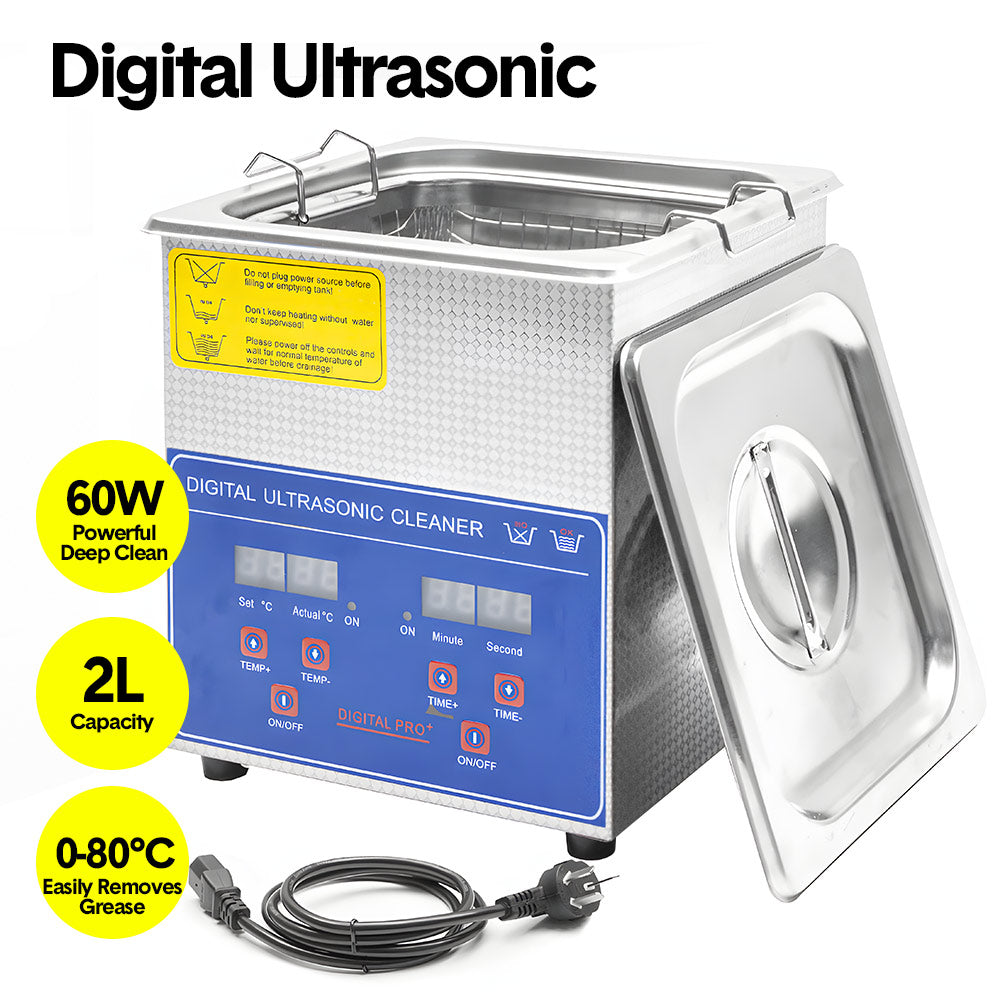 2L Ultrasonic Cleaner Lab Grade Ultrasonic Commercial Jewellery Eyeglass