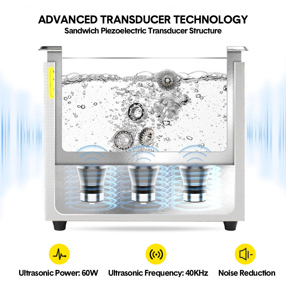 2L Ultrasonic Cleaner Lab Grade Ultrasonic Commercial Jewellery Eyeglass