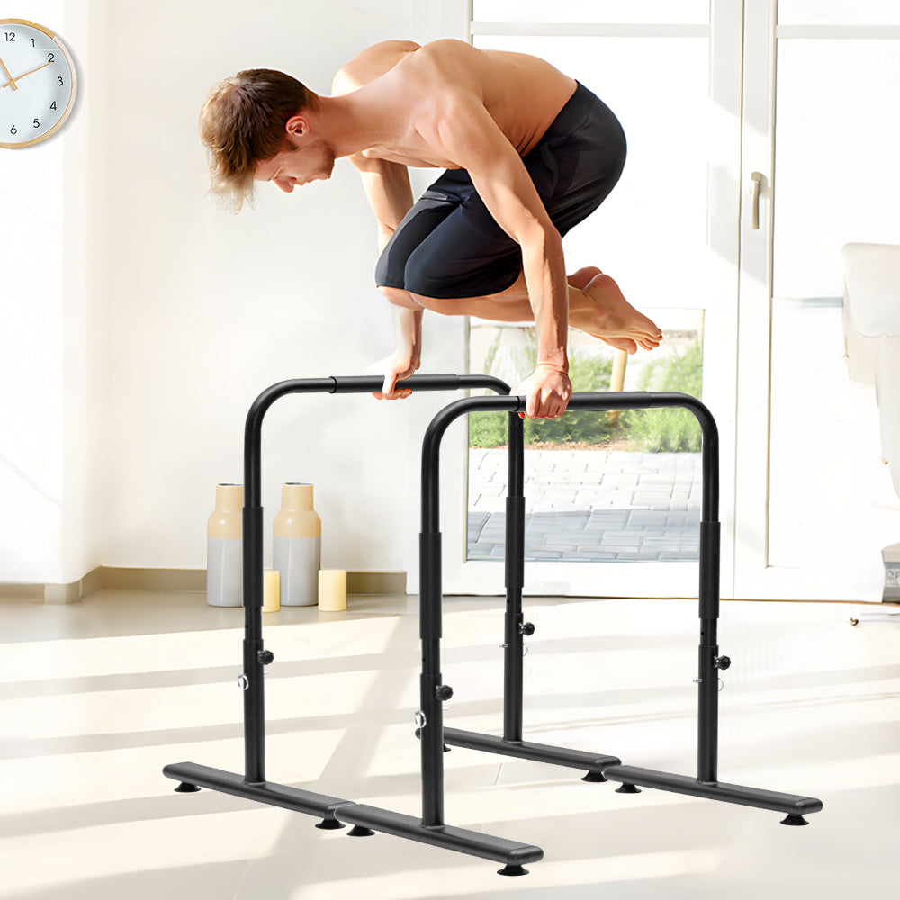 Set of 2 Functional Fitness Dip Stands Station Height Dip Gym Strength Training