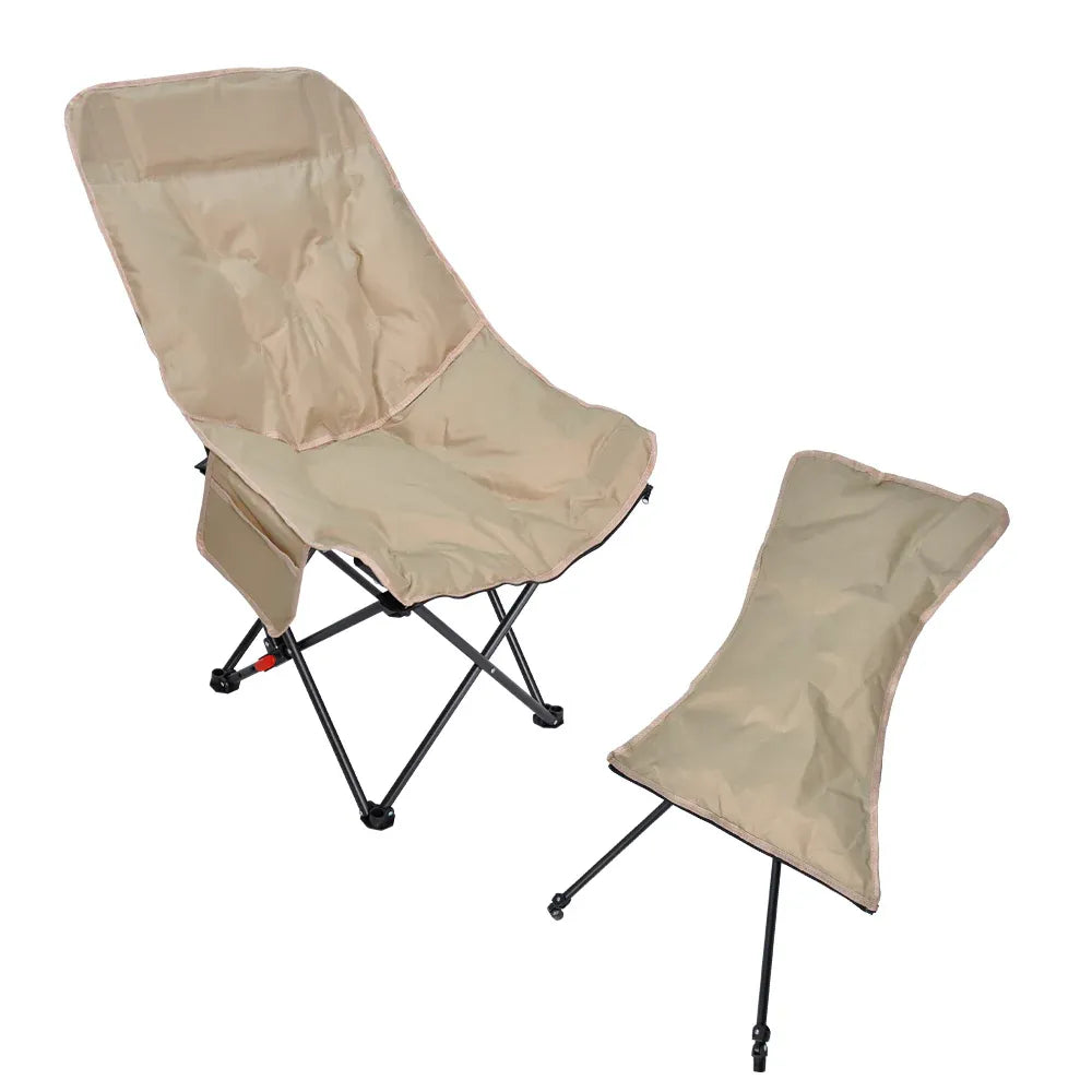 Folding Camping Recliner Outdoor HeavDuty Moon Chair 3 Pocket No Tools Setup