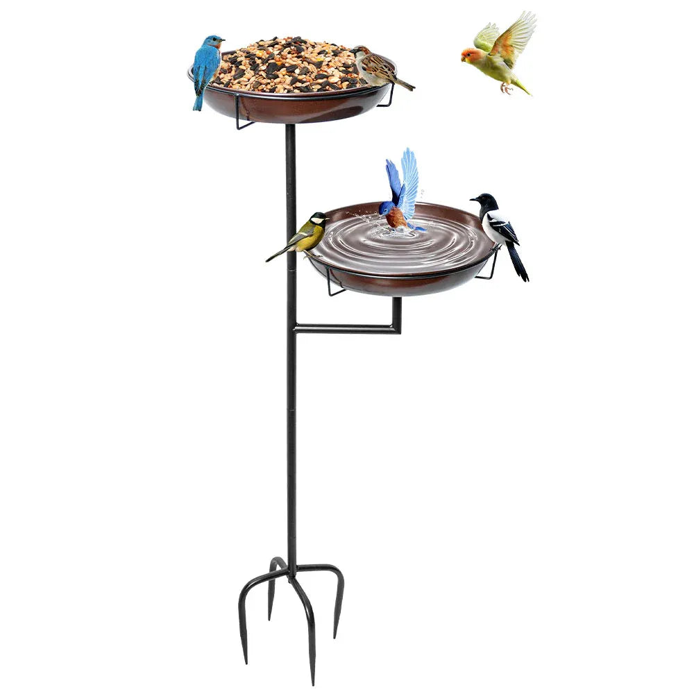 Bird Bath & Feeder Double 12Inch Bird Feeder Bird Bath Outdoors Large Capacity