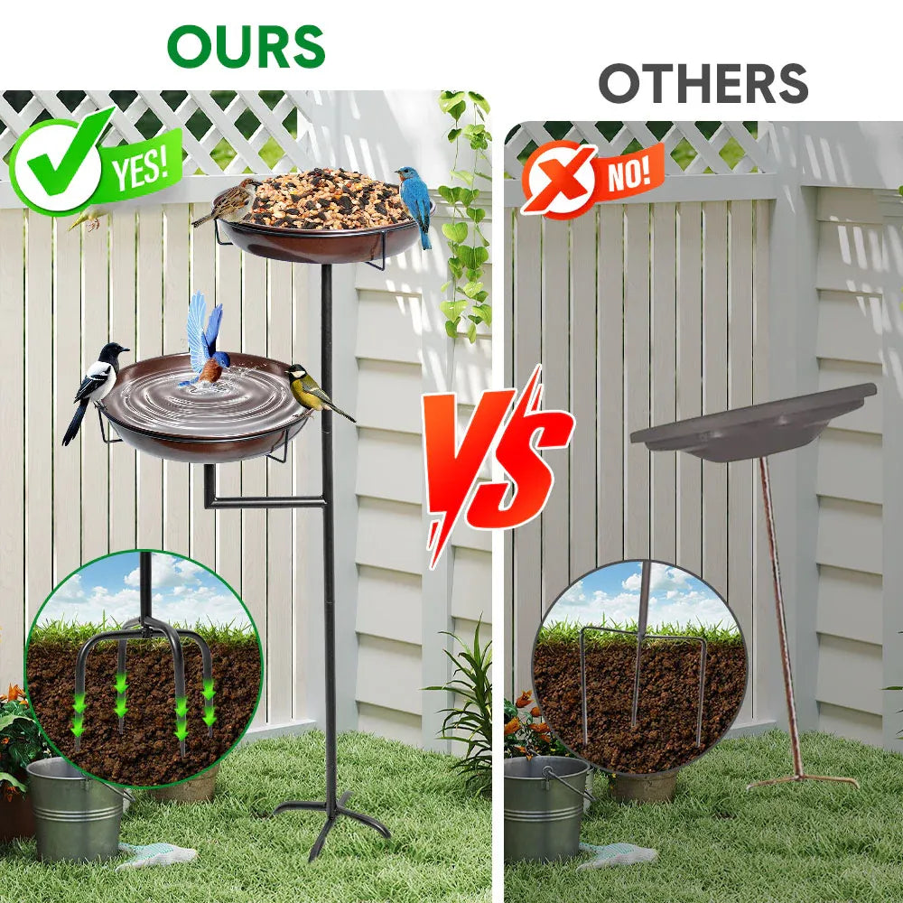Bird Bath & Feeder Double 12Inch Bird Feeder Bird Bath Outdoors Large Capacity