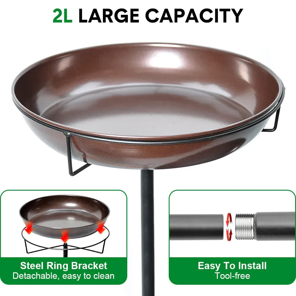 Bird Bath & Feeder Double 12Inch Bird Feeder Bird Bath Outdoors Large Capacity