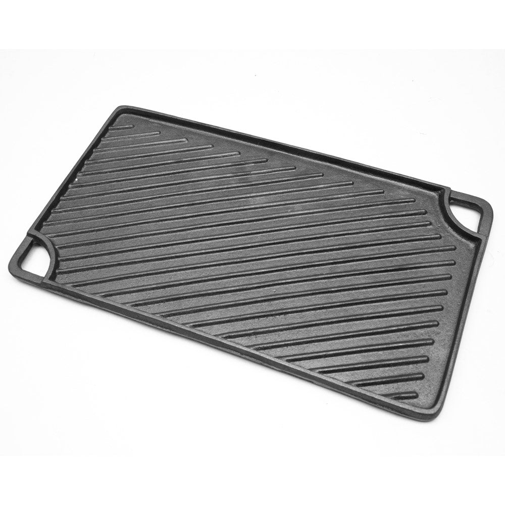 Reversible Cast Iron Griddle Rectangular 43x24cm Double Griddle Open Fire Black