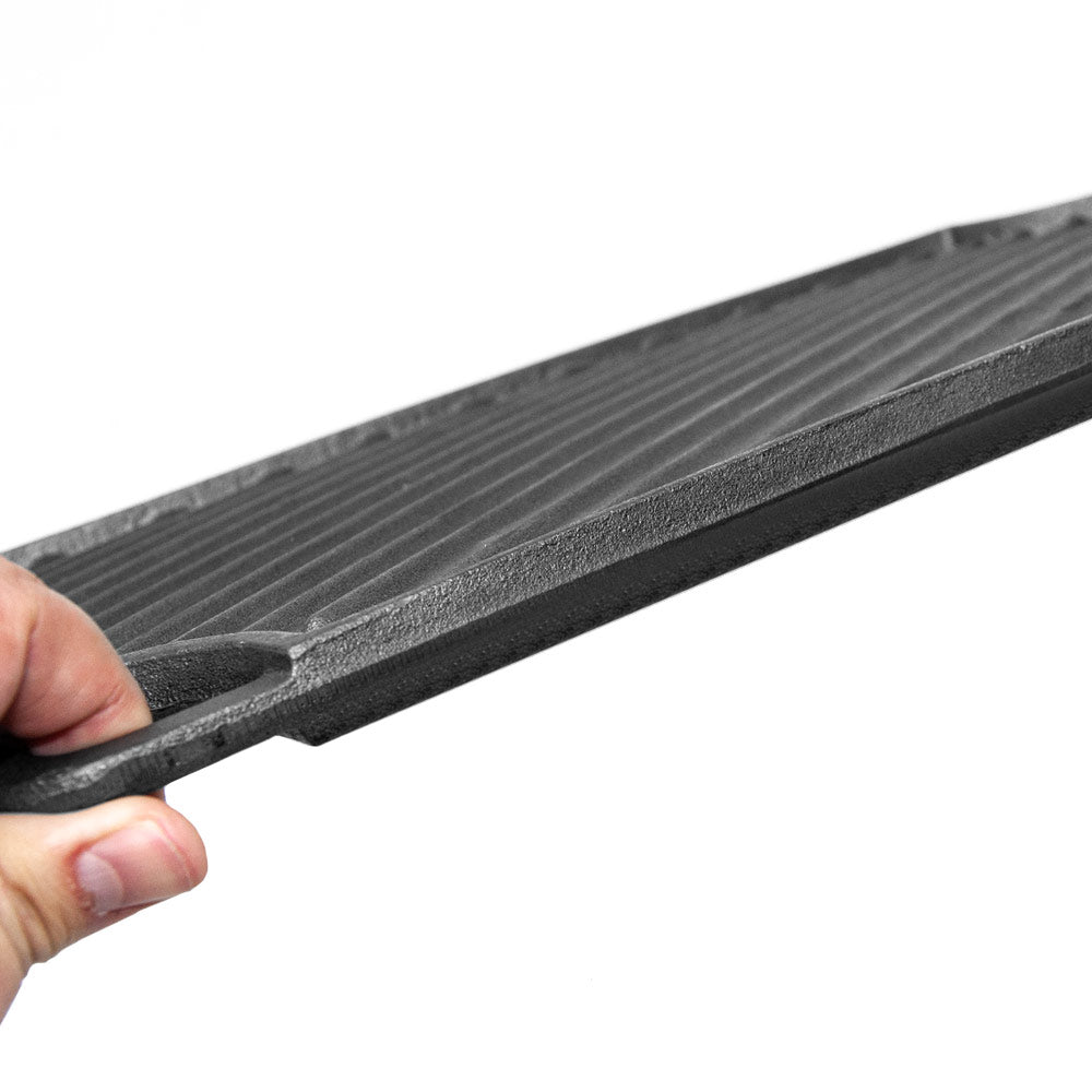Reversible Cast Iron Griddle Rectangular 43x24cm Double Griddle Open Fire Black