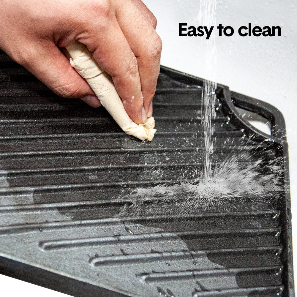 Reversible Cast Iron Griddle Rectangular 43x24cm Double Griddle Open Fire Black