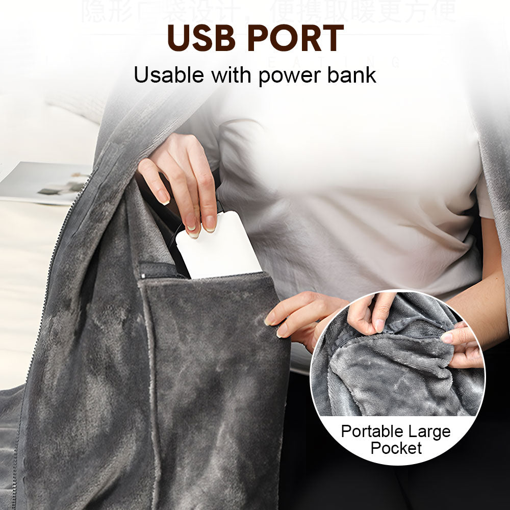Electric Heated Blanket Washable 10W Heated Soft USB 3 Level Temperature Setting