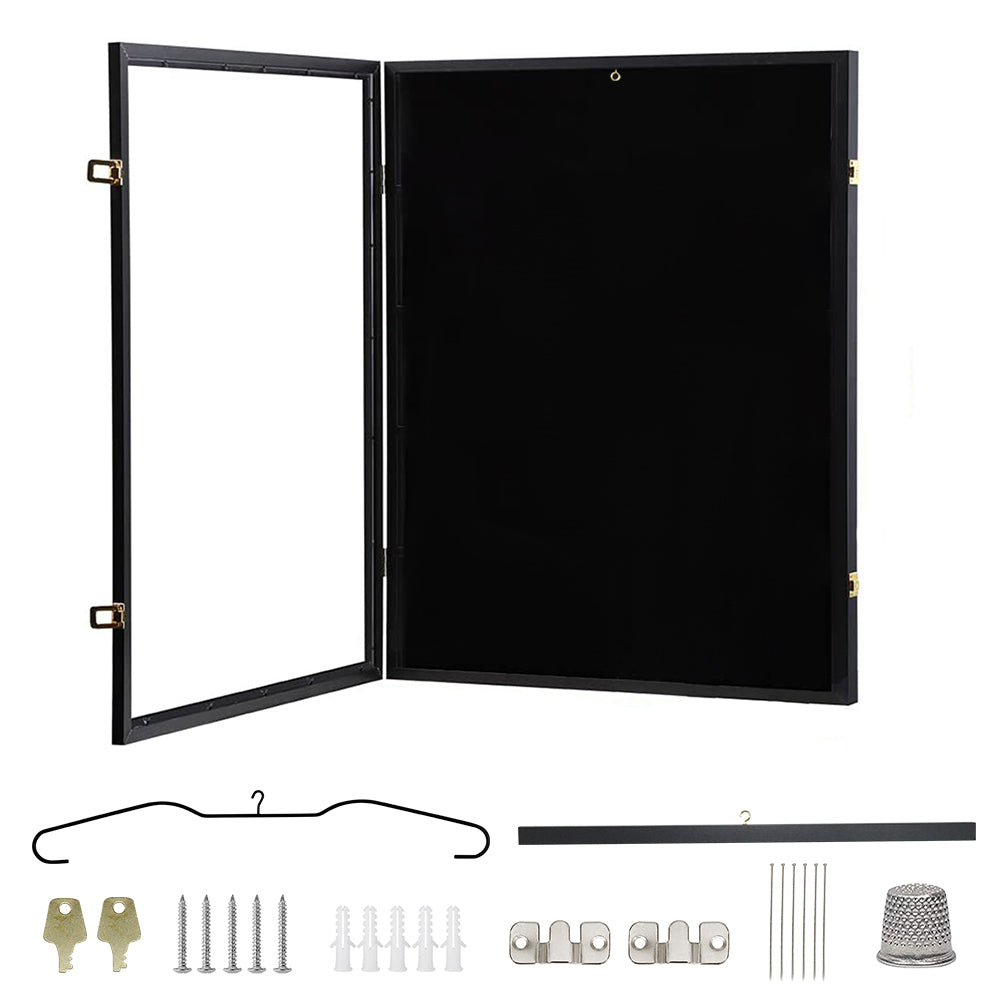 Jersey Frame Card Display Case Lockable Large Jersey UV Protection Acrylic Black