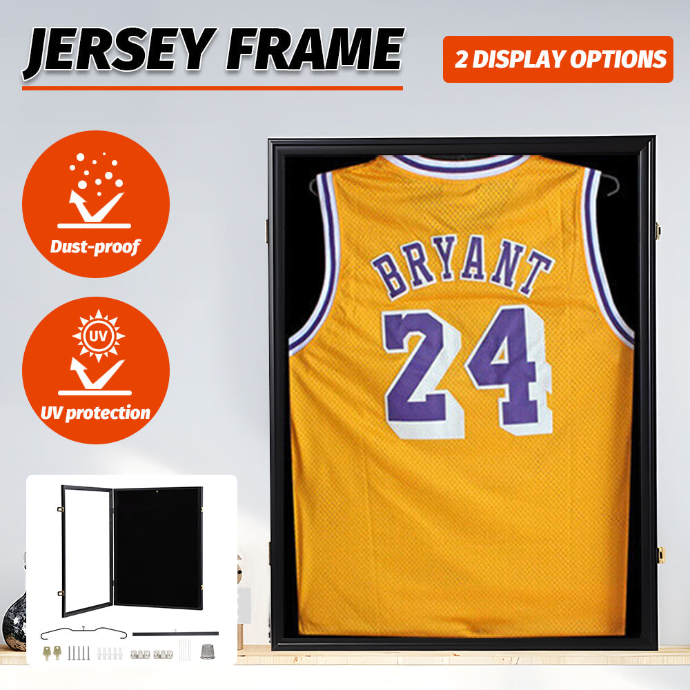 Jersey Frame Card Display Case Lockable Large Jersey UV Protection Acrylic Black