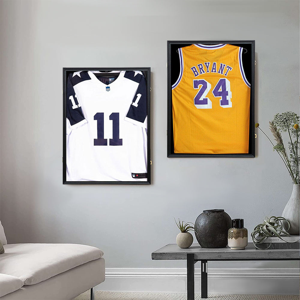 Jersey Frame Card Display Case Lockable Large Jersey UV Protection Acrylic Black