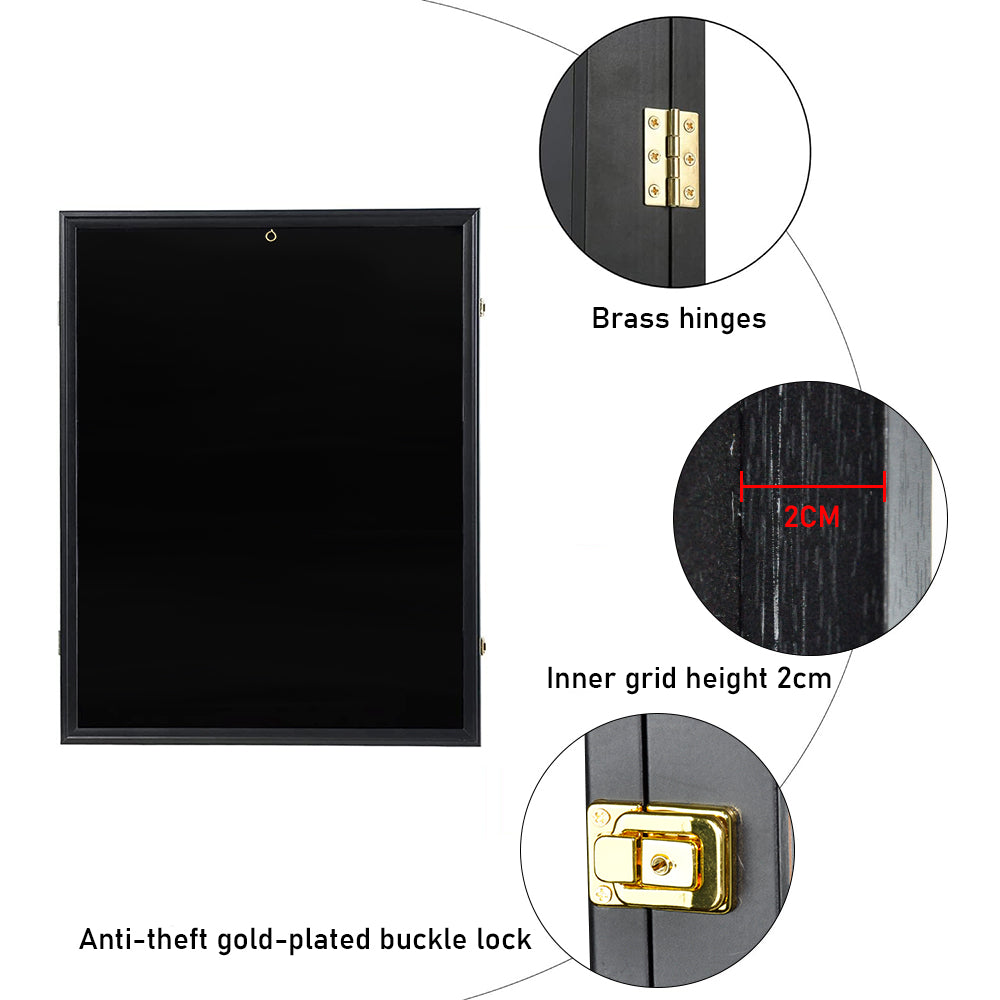 Jersey Frame Card Display Case Lockable Large Jersey UV Protection Acrylic Black