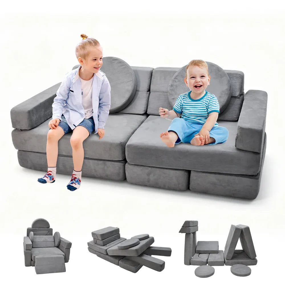 17Pcs Modular Kids Play Sofa Toddler Couch Play Bedroom Playroom Living Room