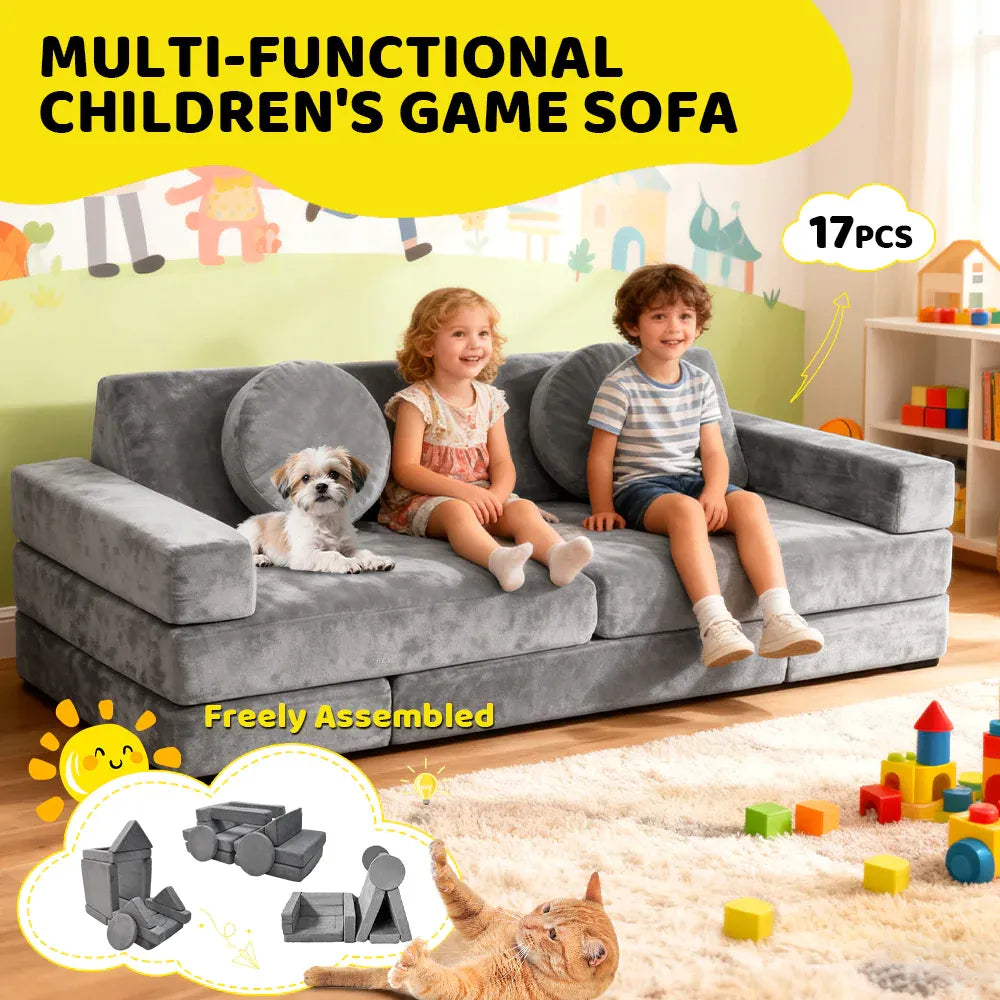17Pcs Modular Kids Play Sofa Toddler Couch Play Bedroom Playroom Living Room