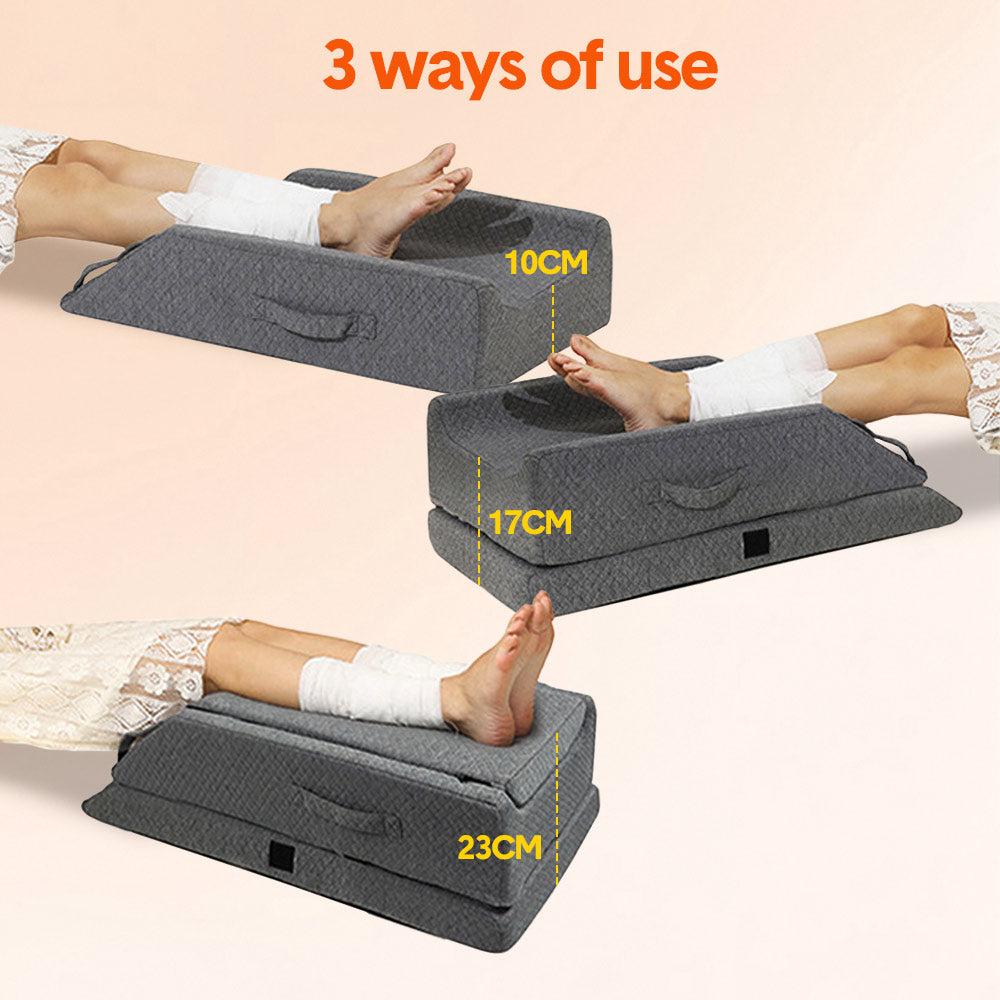 Leg Wedge Ergonomic Booster 3 Height Memory Foam Leg Recovery Pain Relief