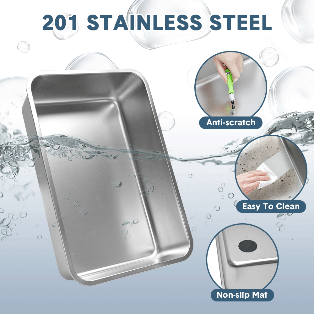 20L Large Anti Leak Enclosed Cat Litter Box Stainless Easy Cleaning Light Grey