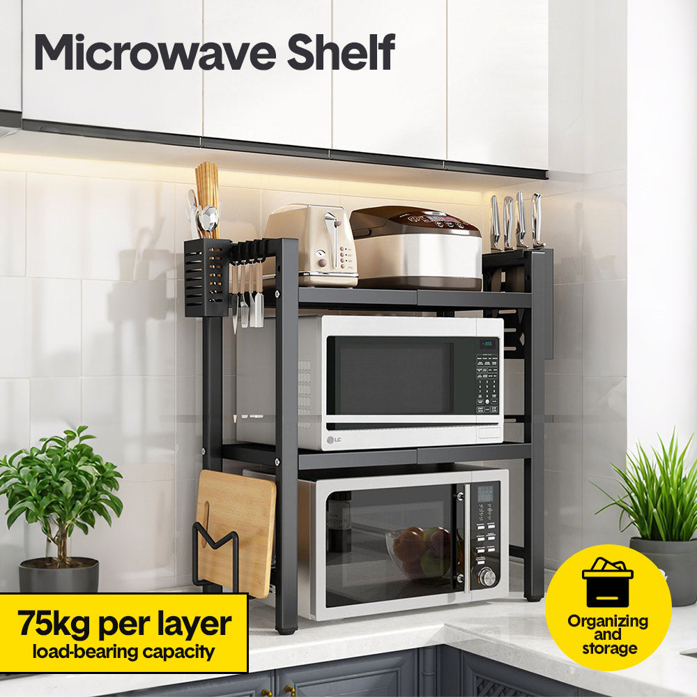 3 Tier Microwave Stand Oven Rack Height & Extendable 6 Counter Max Load 75Kgs