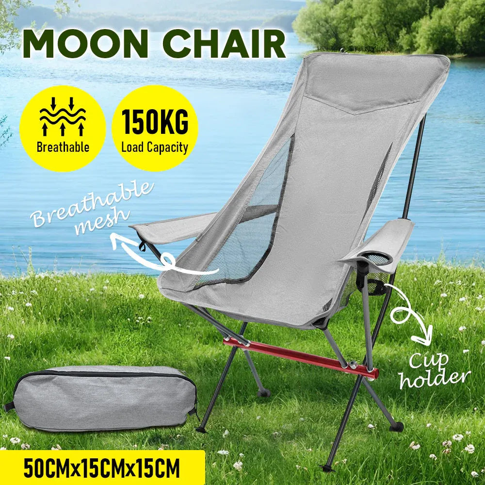 Ultra Light 1.5KG Portable Folding Rock Camping Chair No 150kg Side Pockets