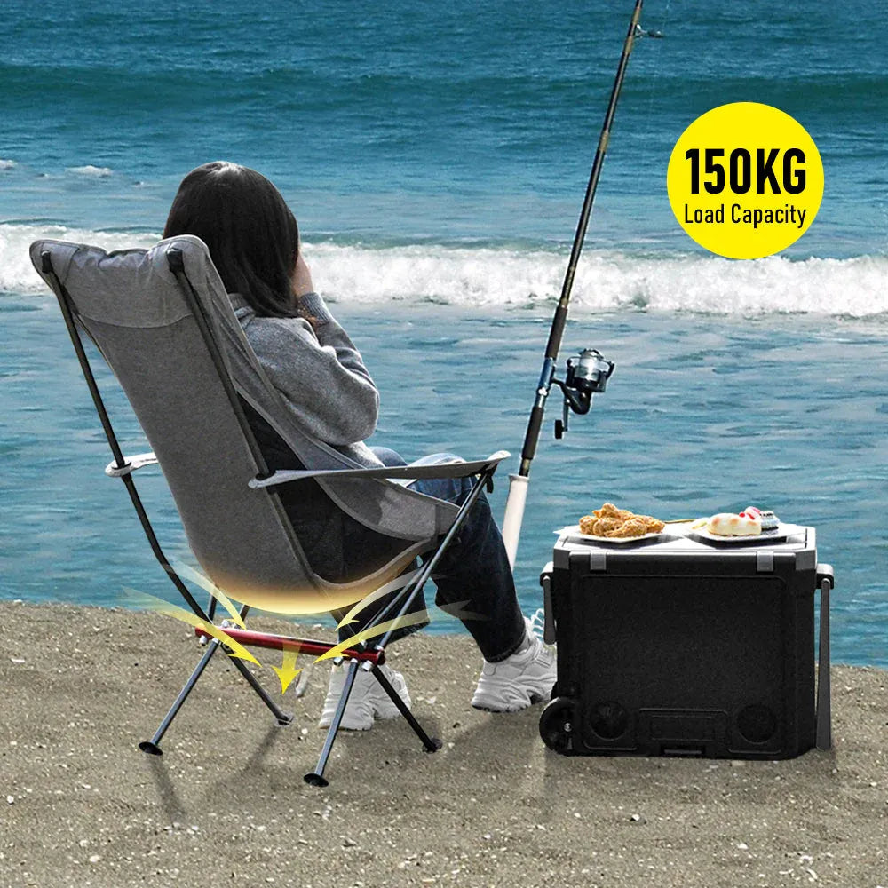 Ultra Light 1.5KG Portable Folding Rock Camping Chair No 150kg Side Pockets