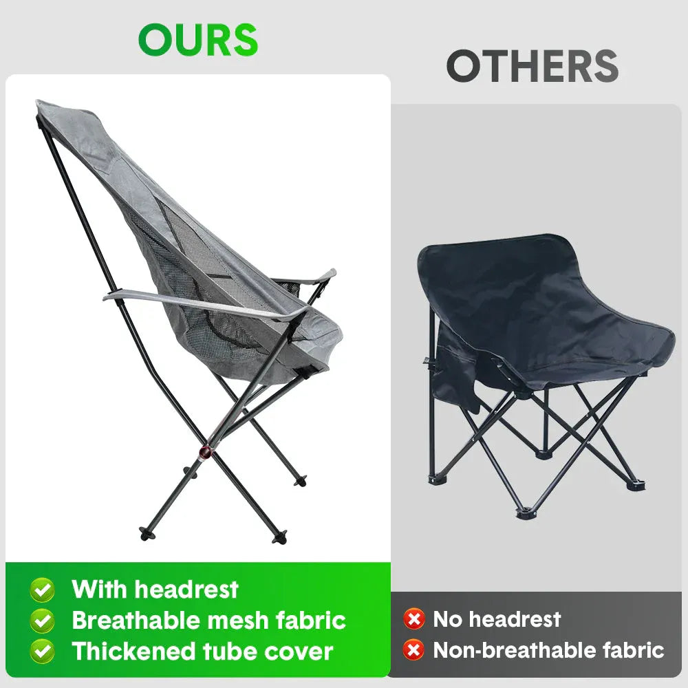 Ultra Light 1.5KG Portable Folding Rock Camping Chair No 150kg Side Pockets