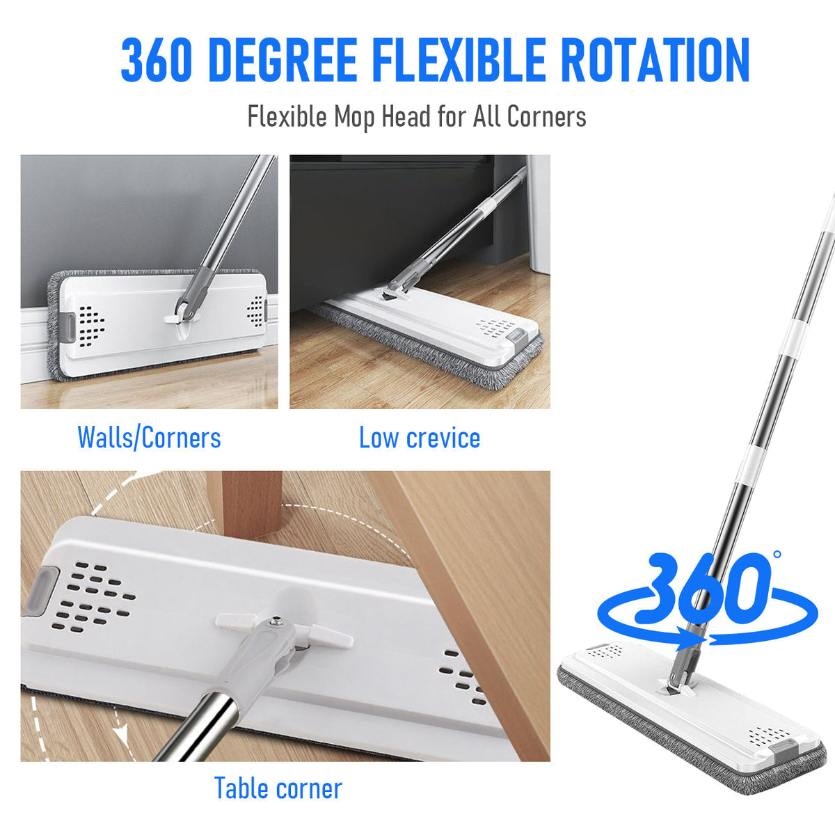 Flat D Set Mop & Bucket Wringer w/ Stainless 10 Hardwood Laminate Floors Tile