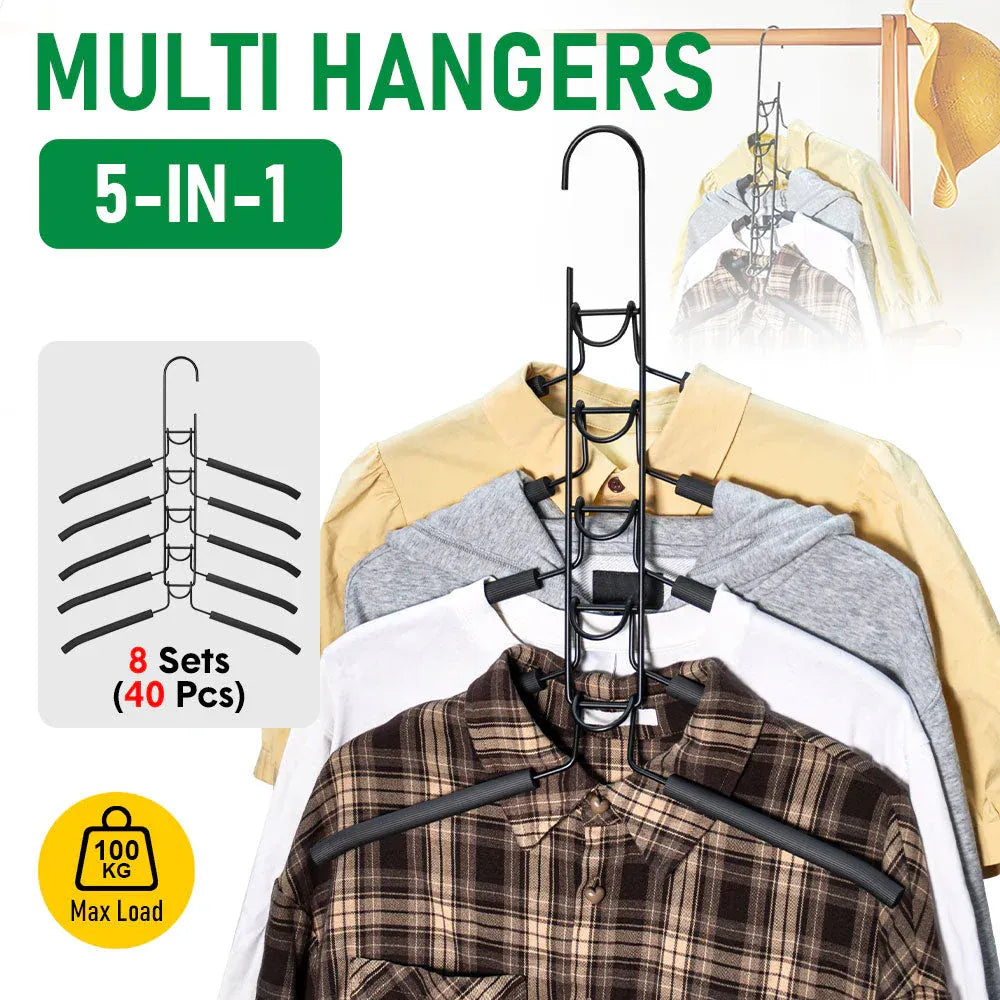 8 Sets Magic Clothes Hangers Detachable 5 1 Multilayer Carbon Wardrobe Closet