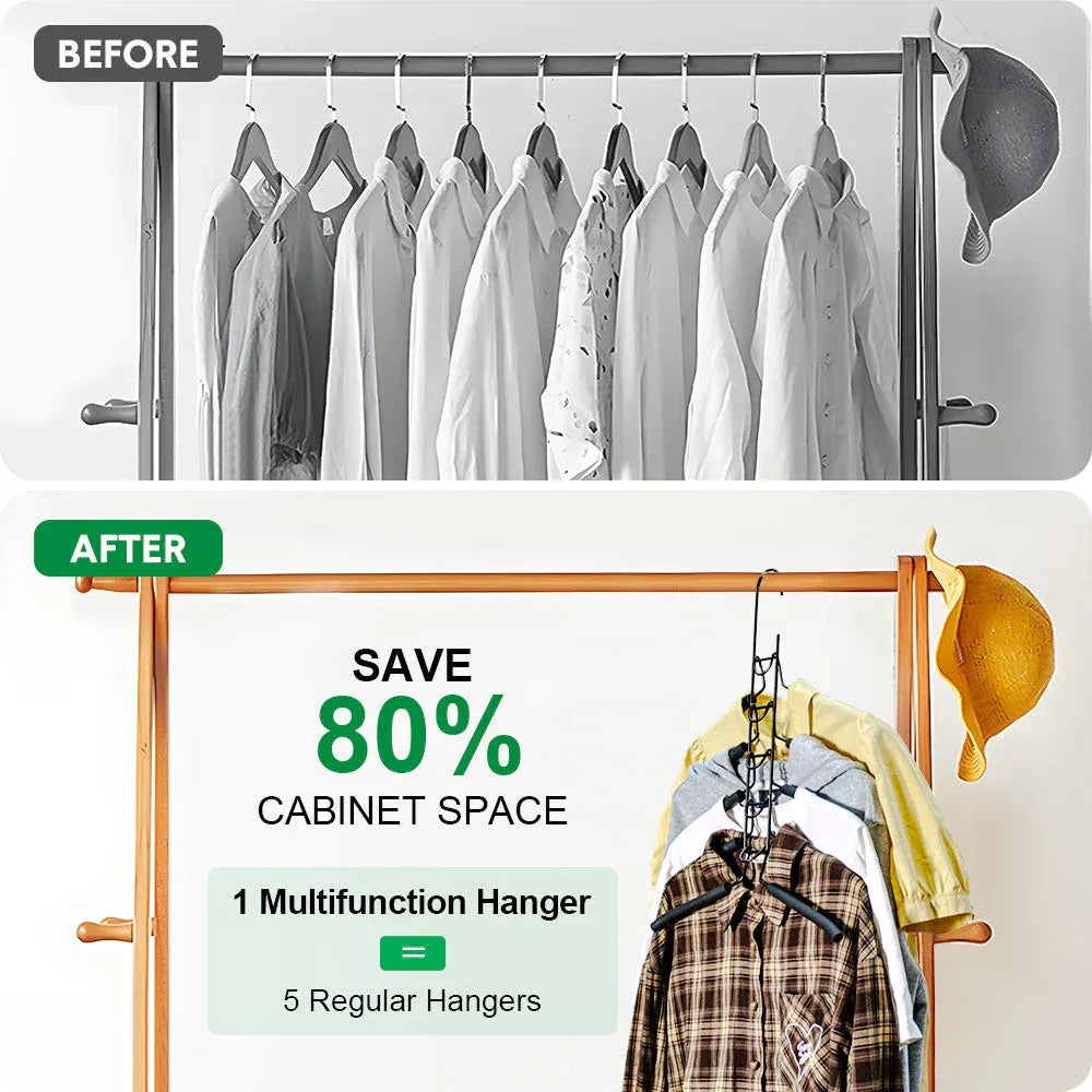 8 Sets Magic Clothes Hangers Detachable 5 1 Multilayer Carbon Wardrobe Closet