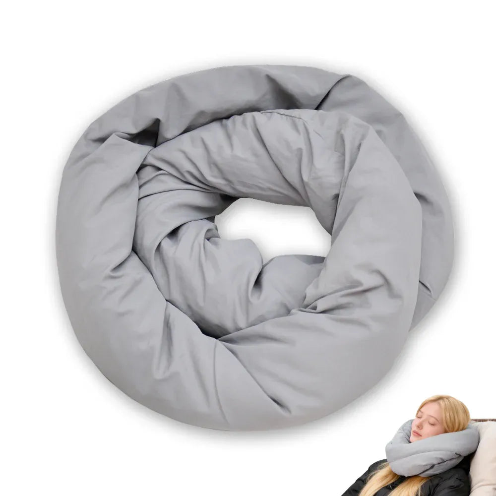 2Pcs Travel Pillow Wrap Comfort Neck Support Pillow Travel Soft Neck Pillow Grey
