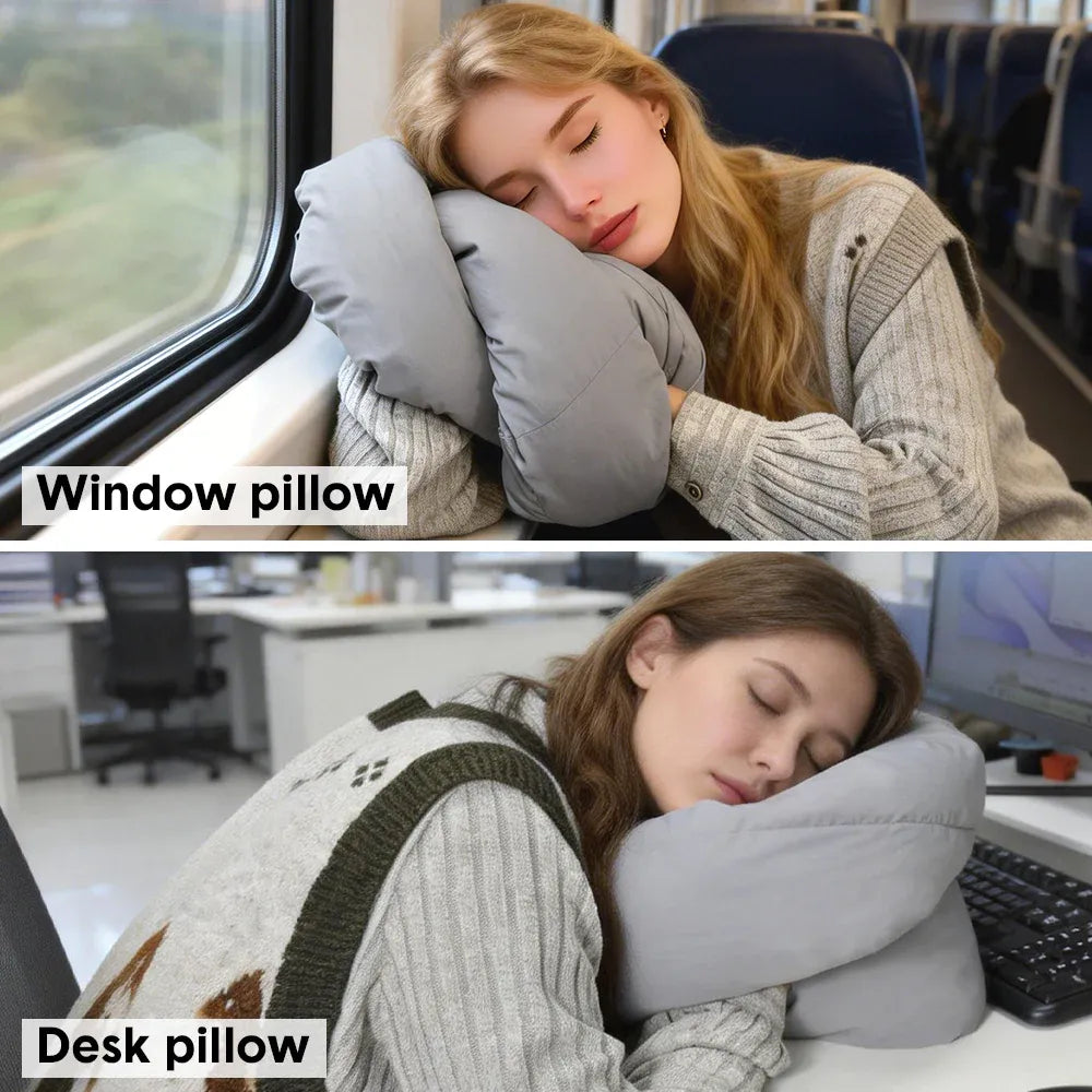 2Pcs Travel Pillow Wrap Comfort Neck Support Pillow Travel Soft Neck Pillow Grey