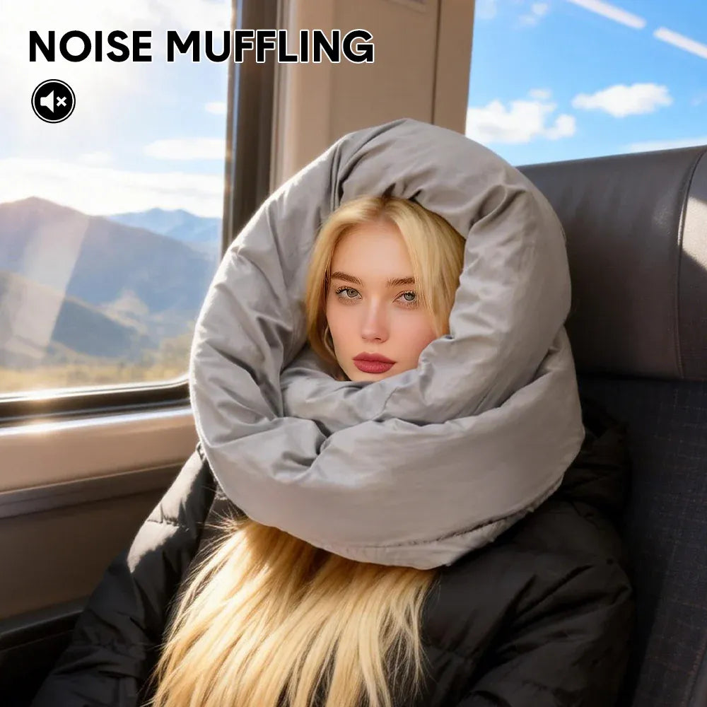 2Pcs Travel Pillow Wrap Comfort Neck Support Pillow Travel Soft Neck Pillow Grey