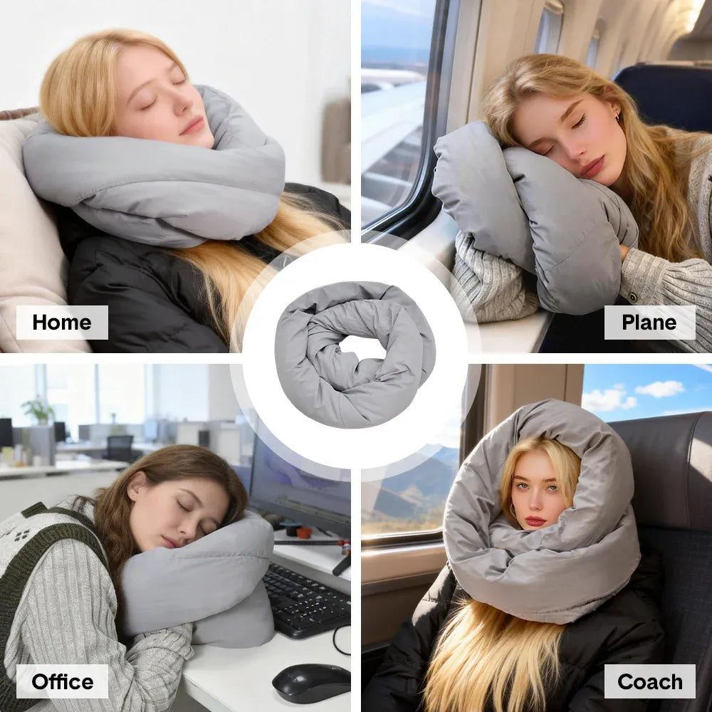 2Pcs Travel Pillow Wrap Comfort Neck Support Pillow Travel Soft Neck Pillow Grey