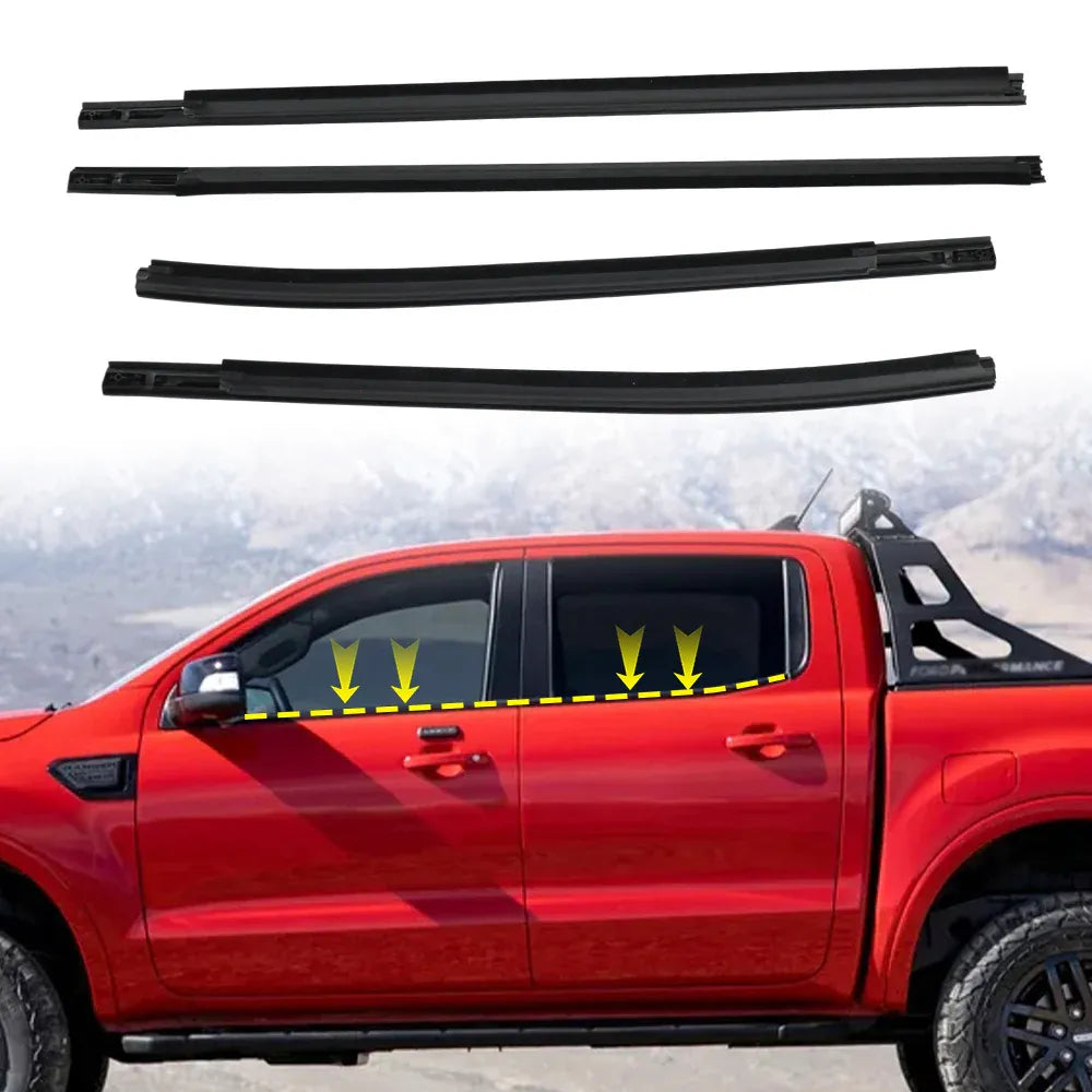 Outer Door Weather Window Modification Accessories Black 4Pcs 2019-2023 Series