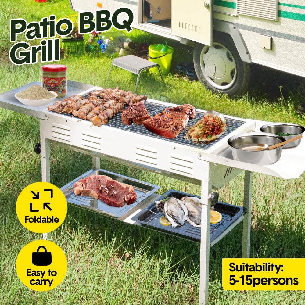Portable Large Barbecue Charcoal Grill Stove Grill 2 Grill 2 Tong Camping Patio
