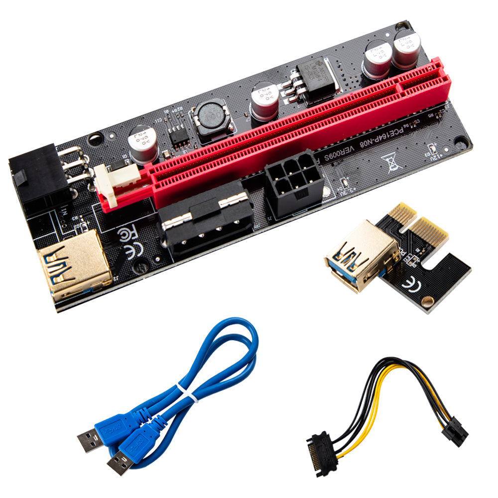 PCIe 1X 16X Riser Extender Kit Aussie Gold 6 60cm USB3 Fixed Buckle Stable Power