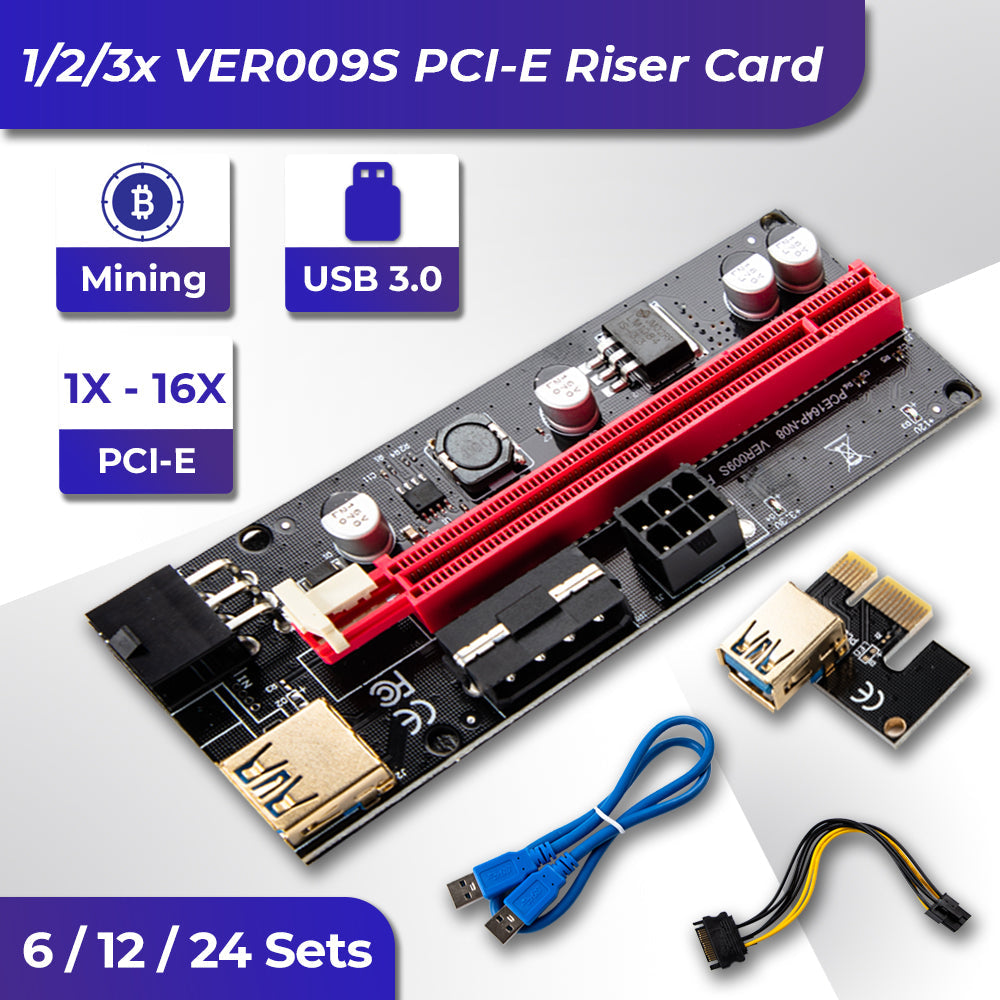 PCIe 1X 16X Riser Extender Kit Aussie Gold 6 60cm USB3 Fixed Buckle Stable Power