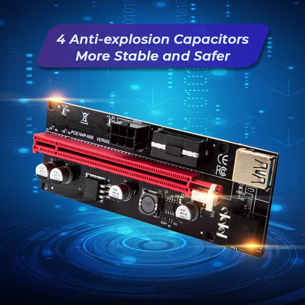 PCIe 1X 16X Riser Extender Kit Aussie Gold 6 60cm USB3 Fixed Buckle Stable Power